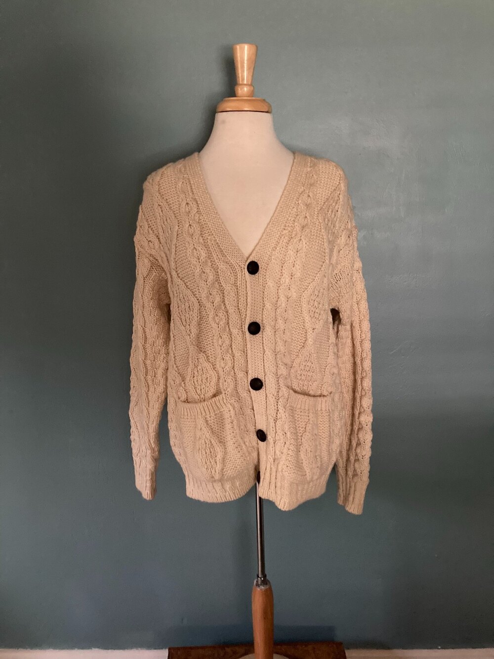NWOT Aran Crafts Irish knit wool button down sweater size small
